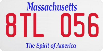 MA license plate 8TL056
