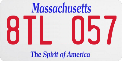 MA license plate 8TL057