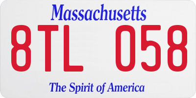 MA license plate 8TL058