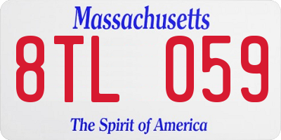 MA license plate 8TL059