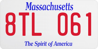 MA license plate 8TL061