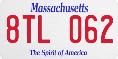 MA license plate 8TL062