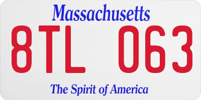 MA license plate 8TL063