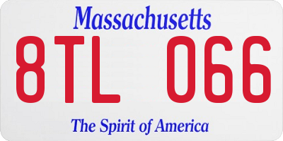MA license plate 8TL066