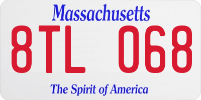 MA license plate 8TL068