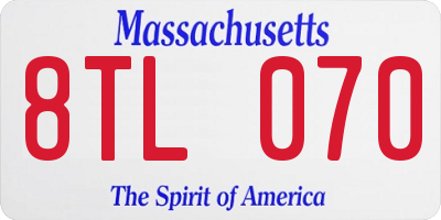 MA license plate 8TL070