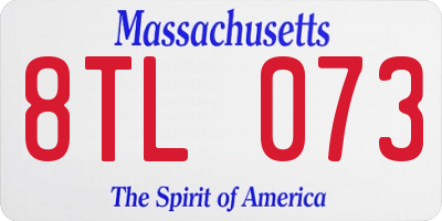 MA license plate 8TL073