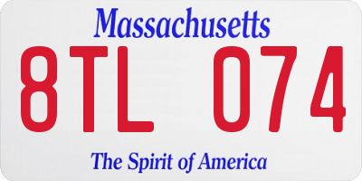 MA license plate 8TL074