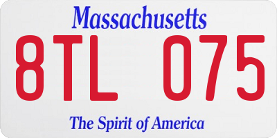 MA license plate 8TL075
