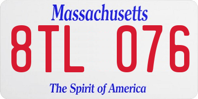 MA license plate 8TL076