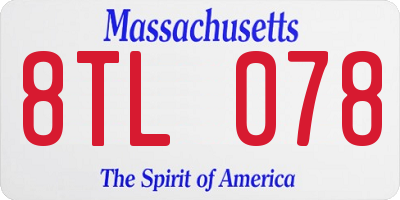 MA license plate 8TL078