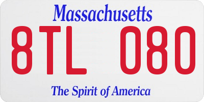 MA license plate 8TL080