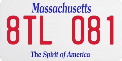 MA license plate 8TL081