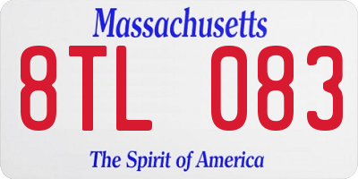 MA license plate 8TL083