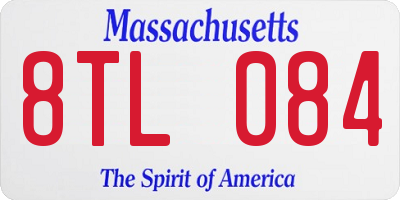 MA license plate 8TL084