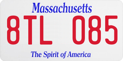 MA license plate 8TL085