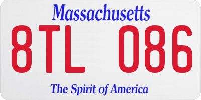 MA license plate 8TL086