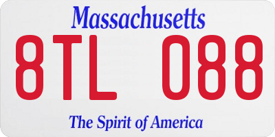 MA license plate 8TL088
