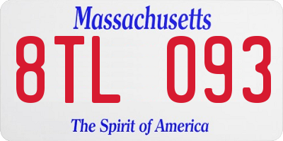 MA license plate 8TL093
