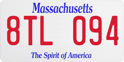 MA license plate 8TL094