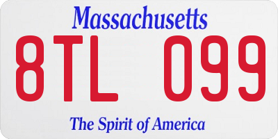 MA license plate 8TL099