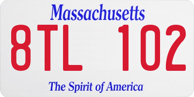 MA license plate 8TL102