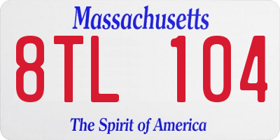 MA license plate 8TL104