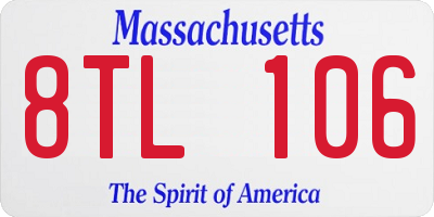 MA license plate 8TL106