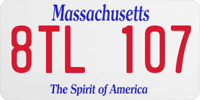 MA license plate 8TL107