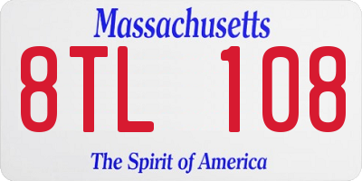 MA license plate 8TL108
