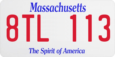 MA license plate 8TL113