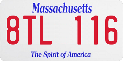 MA license plate 8TL116