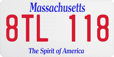 MA license plate 8TL118