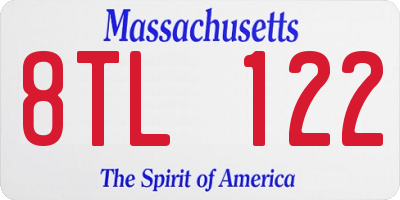 MA license plate 8TL122