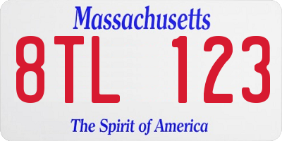 MA license plate 8TL123