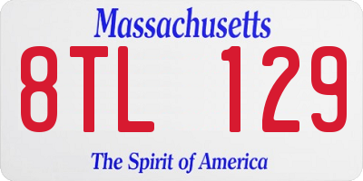 MA license plate 8TL129