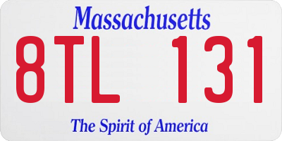MA license plate 8TL131
