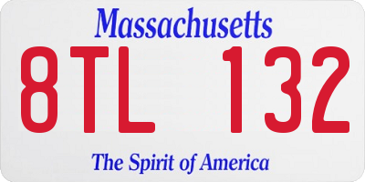 MA license plate 8TL132
