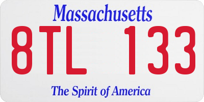 MA license plate 8TL133