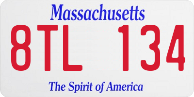 MA license plate 8TL134