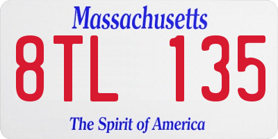 MA license plate 8TL135