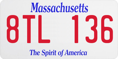 MA license plate 8TL136