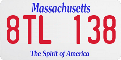 MA license plate 8TL138