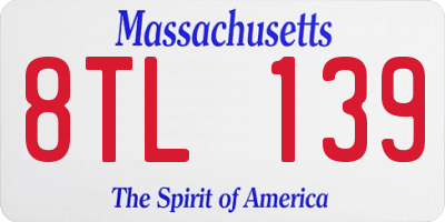 MA license plate 8TL139