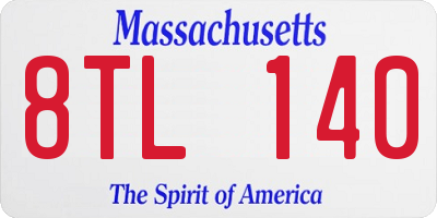 MA license plate 8TL140