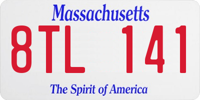 MA license plate 8TL141