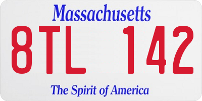 MA license plate 8TL142