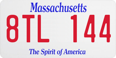 MA license plate 8TL144