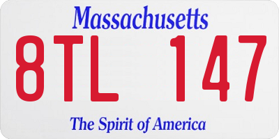 MA license plate 8TL147