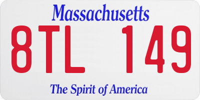MA license plate 8TL149